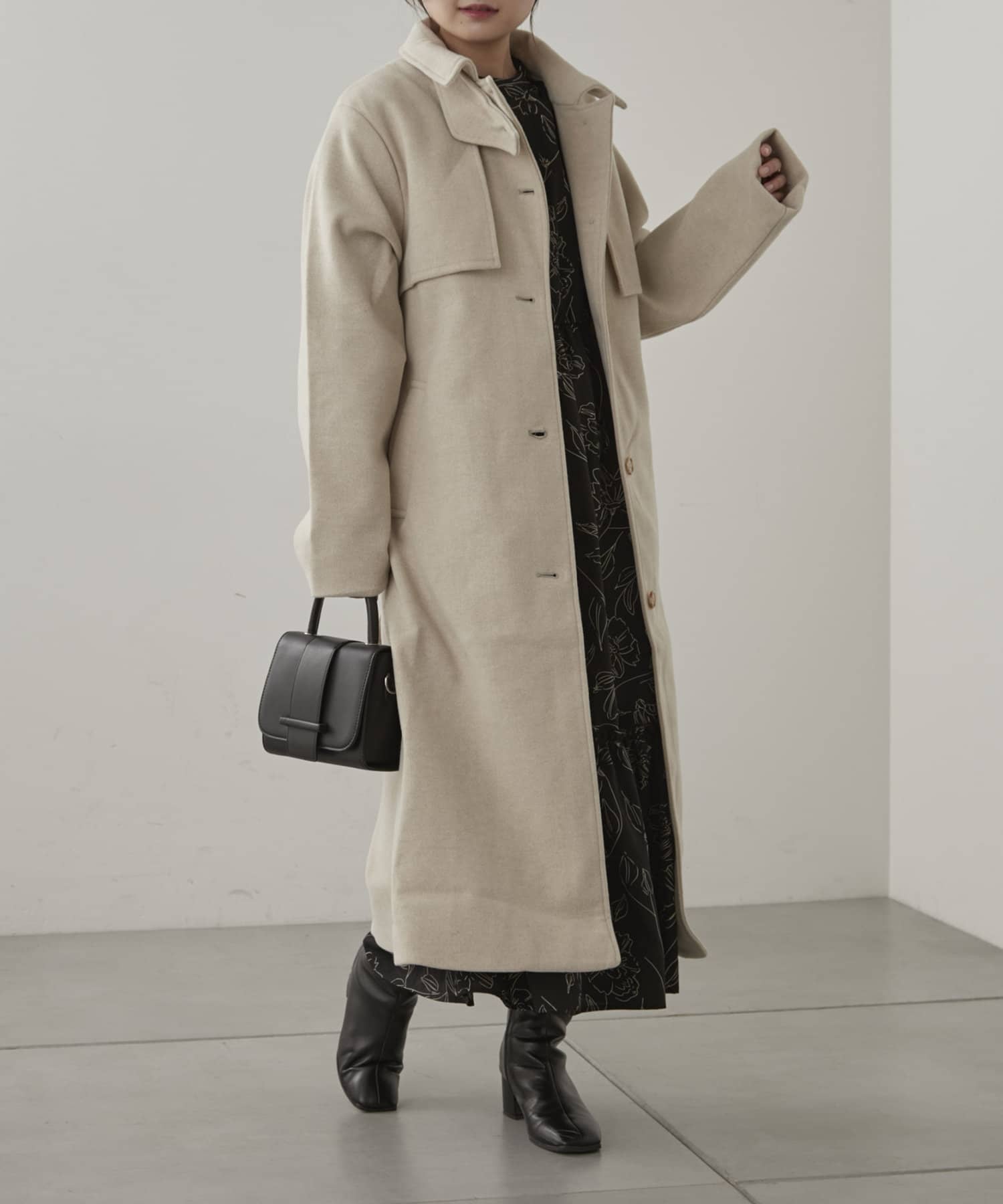 大人見え】《フェイクウールトレンチコート》 | NICE CLAUP / OLIVE