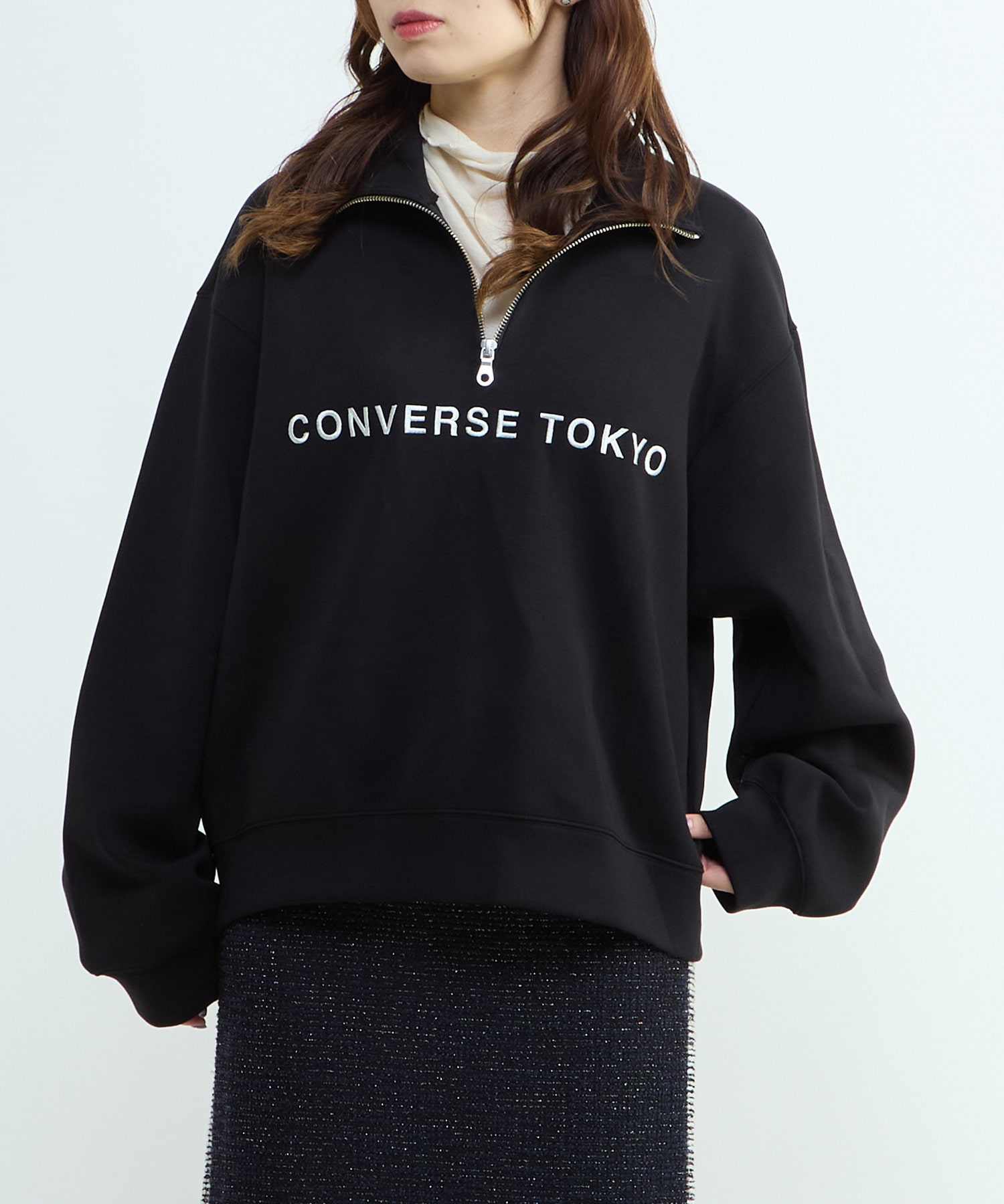 BACK STAR☆ HALF-ZIP LOGO SWEAT｜CONVERSE TOKYO (コンバース