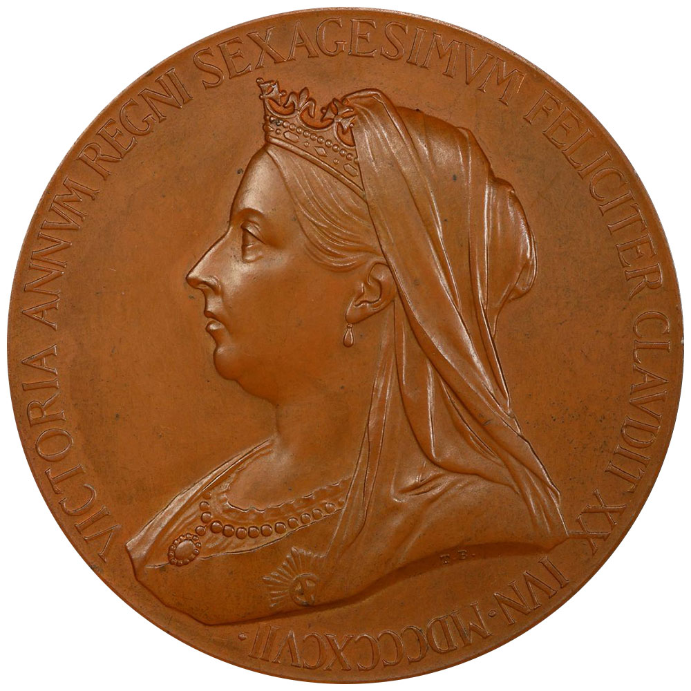 イギリス 1897 ヴィクトリア女王 メダル 銅貨 PCGS SP64 ダイアモンド