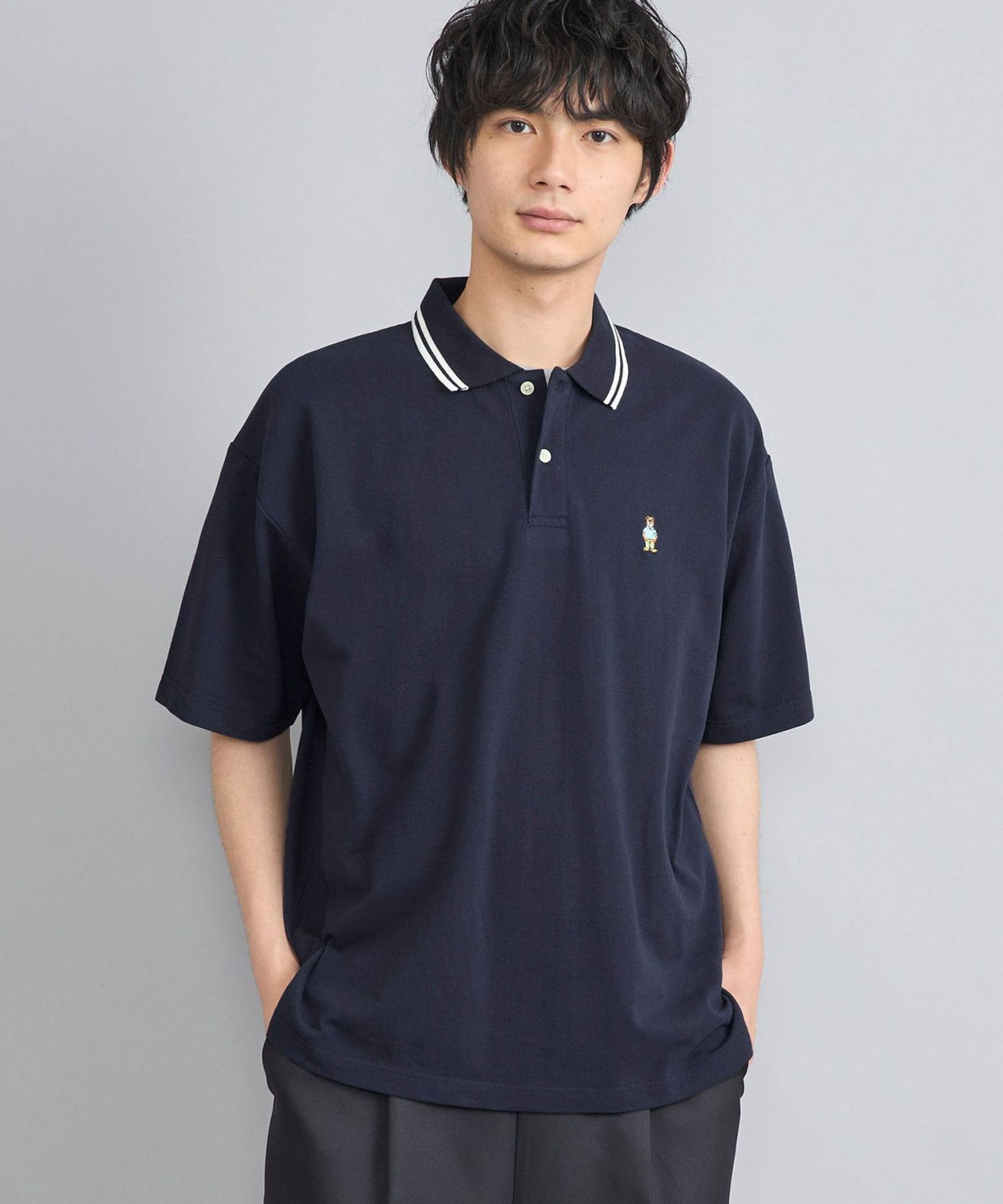 ワンポイントベア刺繍ポロシャツ