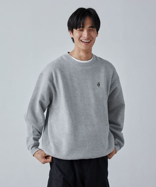 ワンポイントベア刺繍裏起毛クルーネックスウェット