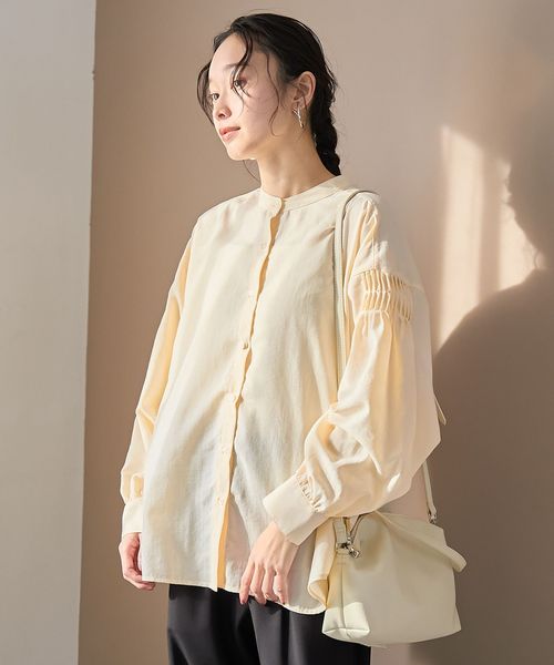 再入荷 / 新色追加】ピンタックバンドカラーブラウス