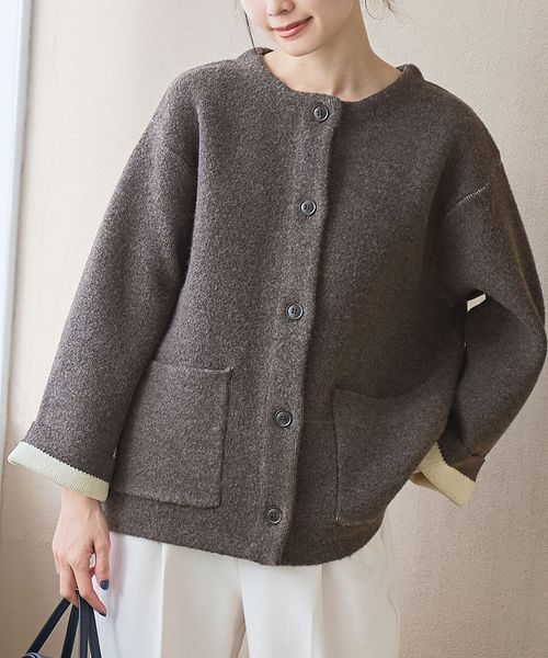 ダブルフェイス アウターライクニットカーディガン