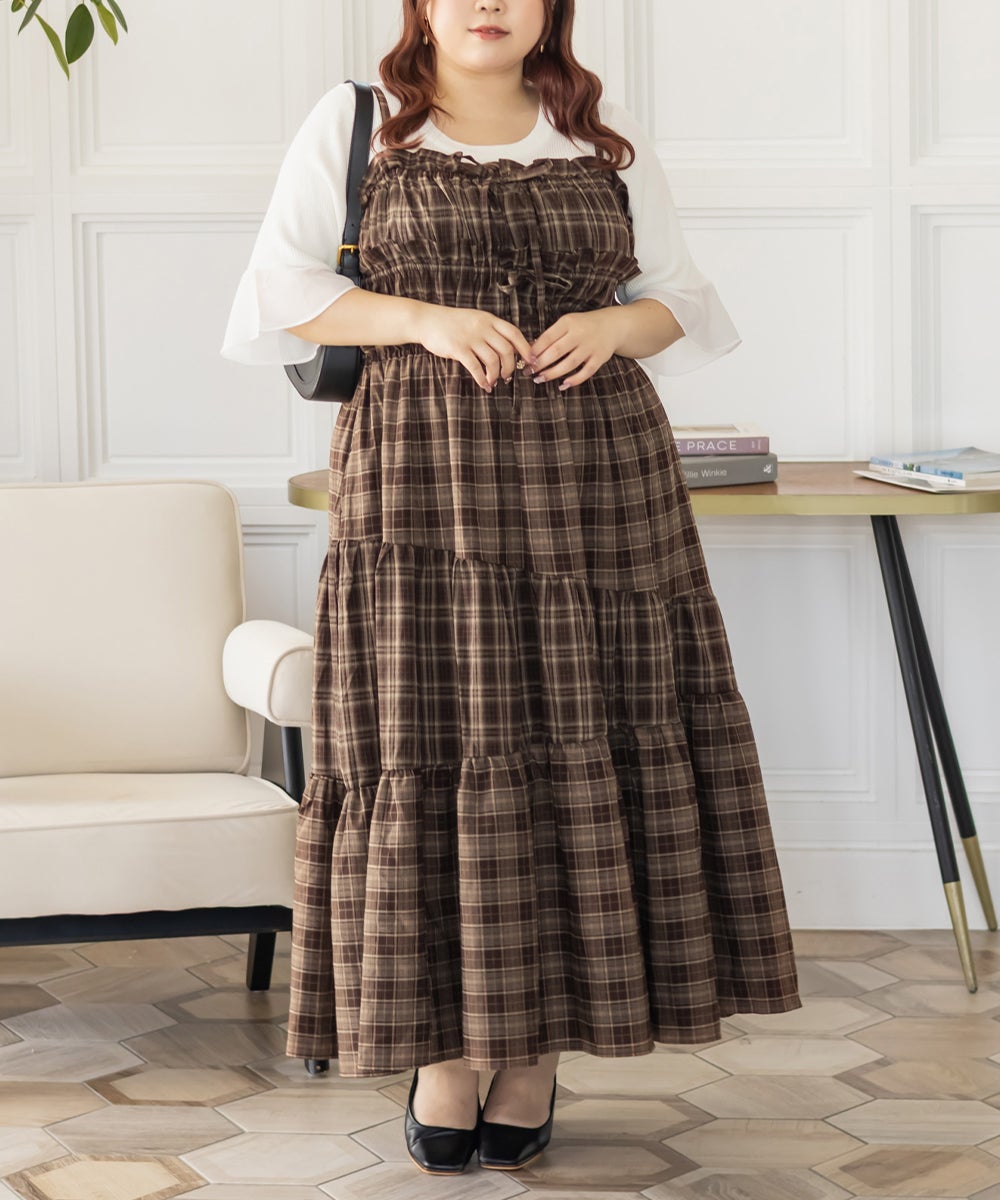 CLETTEオリジナルパッチワークチェックワンピース | 大きいサイズ