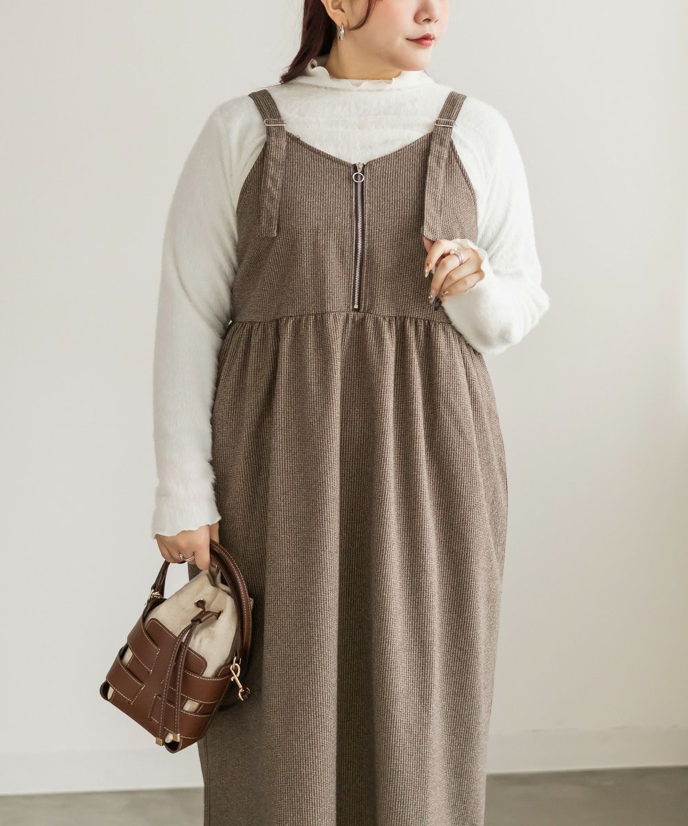 フロントジップ千鳥柄ワンピース | 大きいサイズ レディース専門店