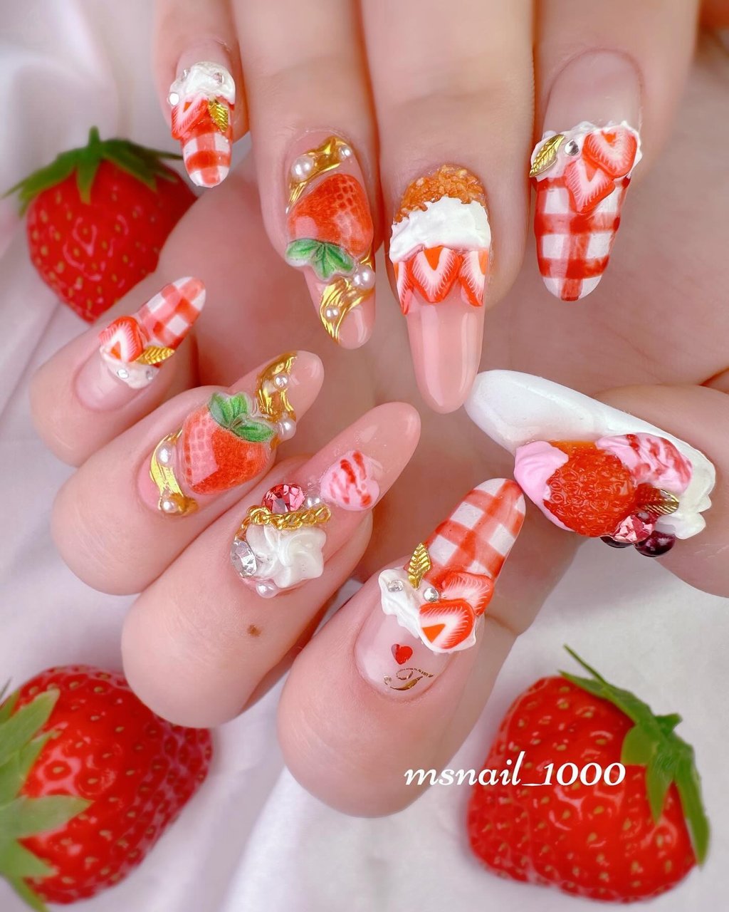 3dネイルパーツ いちご バレンタイン うさぎ デコパーツ ネイルパーツ