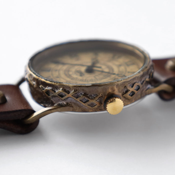 KINO(キノ) 手作り腕時計 クラック アンティーク ローマ数字 Mサイズ