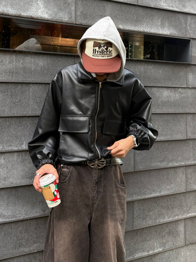 ユニセックスフード付きレザージャケット DPB73196 – CRAMMY