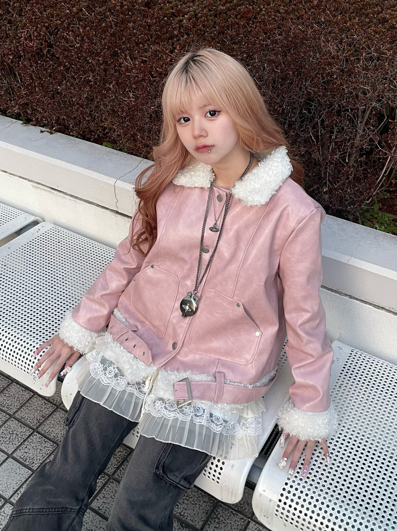 ボアカラーピンクレザージャケット DPB67040 – CRAMMY