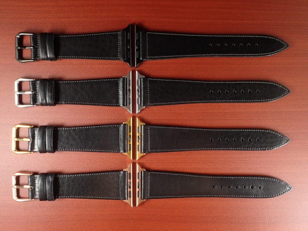 アップルウォッチ用 艶ありヌメ牛ステア革ベルト ブラック | VINTAGE