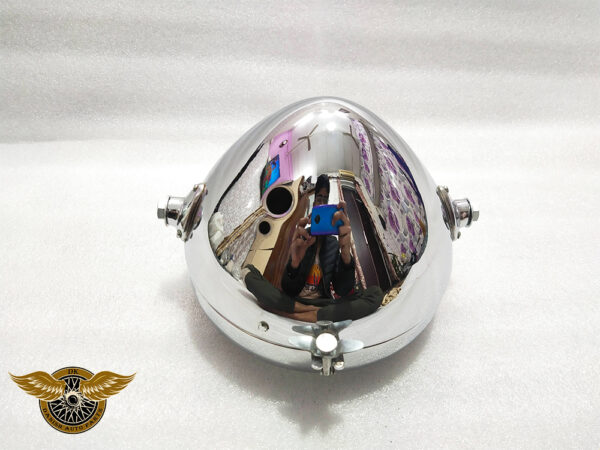 8″ Inches Miller Headlamp Headlight 2 Holes Curved Glass Chrome