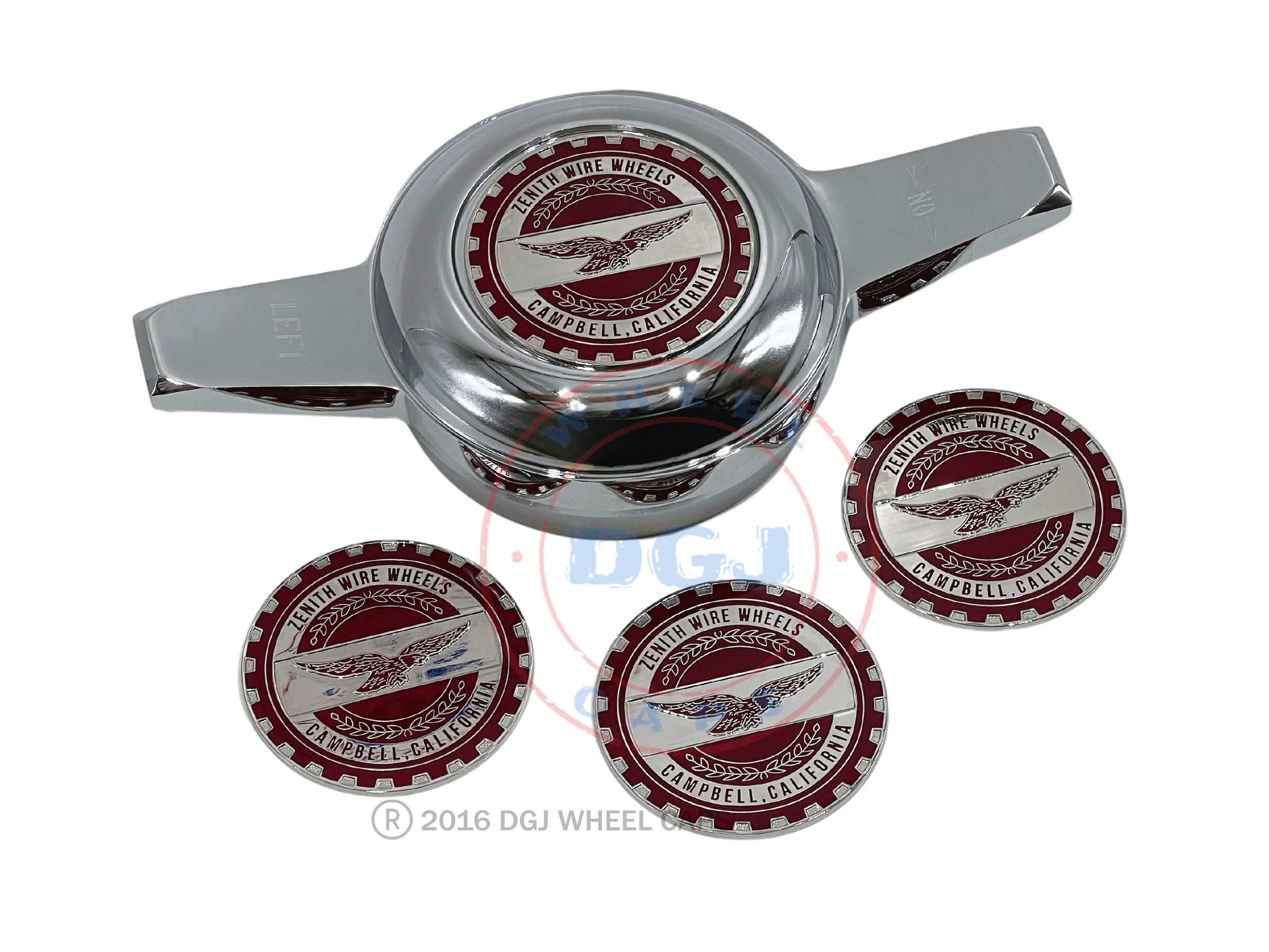 Zenith Eagle Chrome Lowrider Wire Wheel Metal Chips Emblems Size