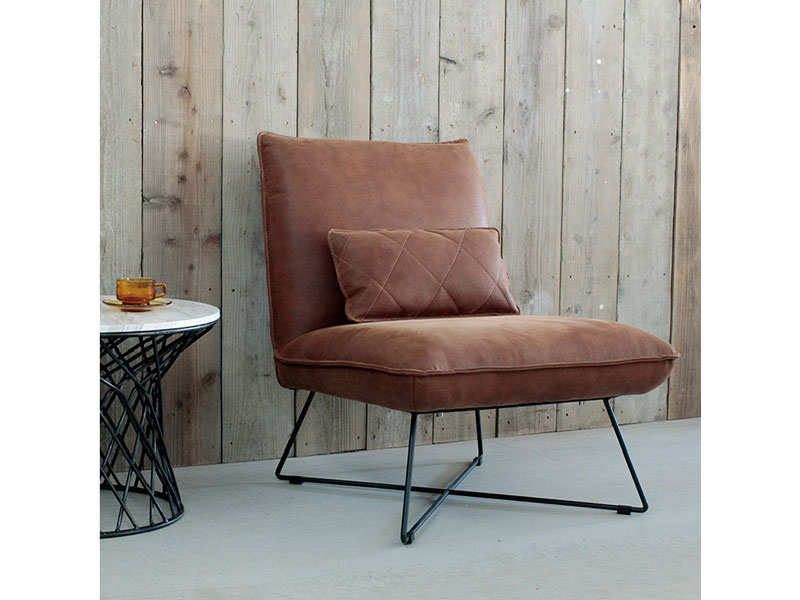 ロッコ 1人掛けソファ スーパーレザーテックス アーモンドブラウン