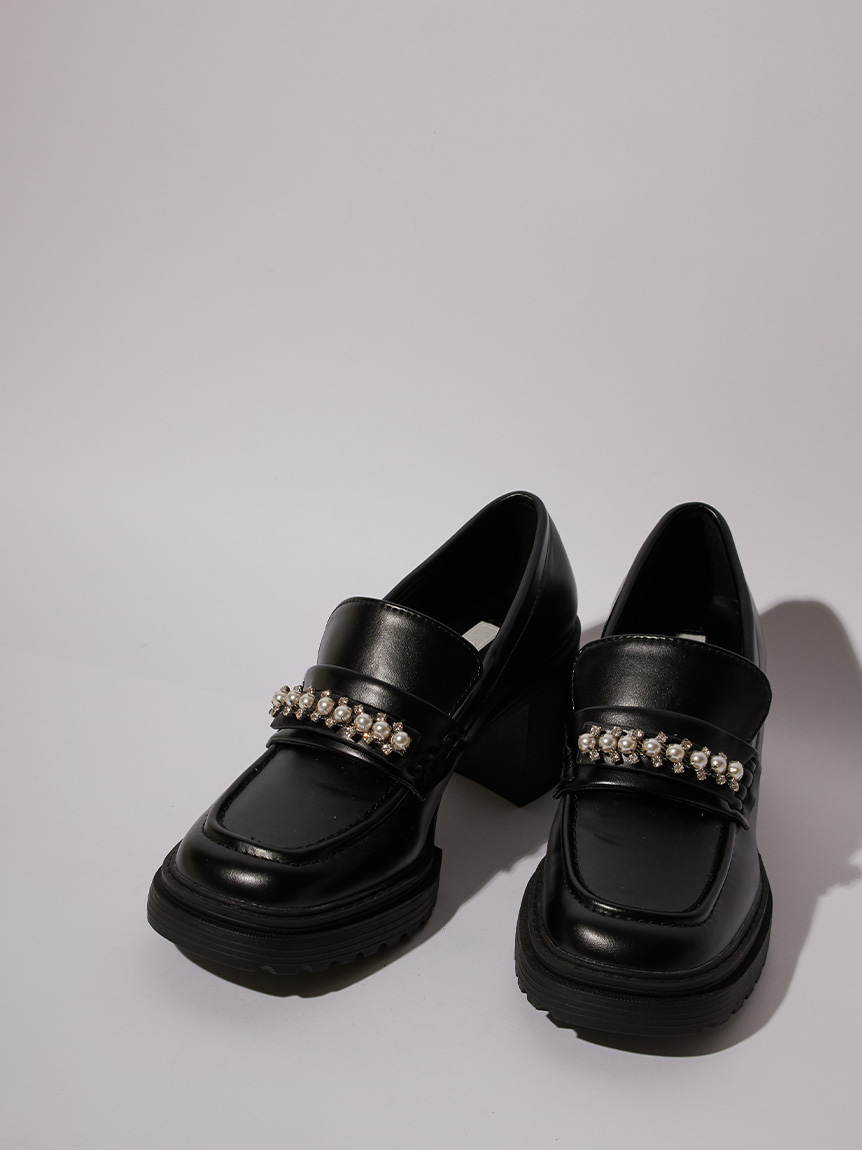 ビジューパール付き厚底ローファー(ブーツ)｜SHOES（シューズ