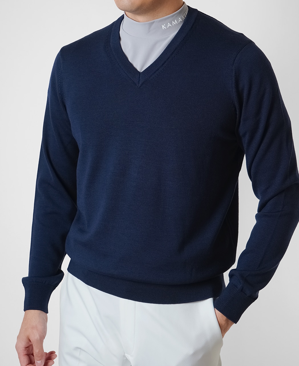 Vネックセーター(12ゲージ）(48 ブルー系): メンズ｜メーカーズシャツ