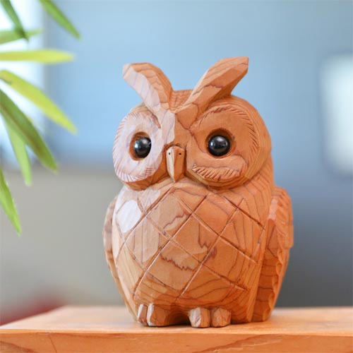 一位一刀彫 鈴木彫刻 みみずく 伝統工芸品 木製 オブジェ | MUKU工房