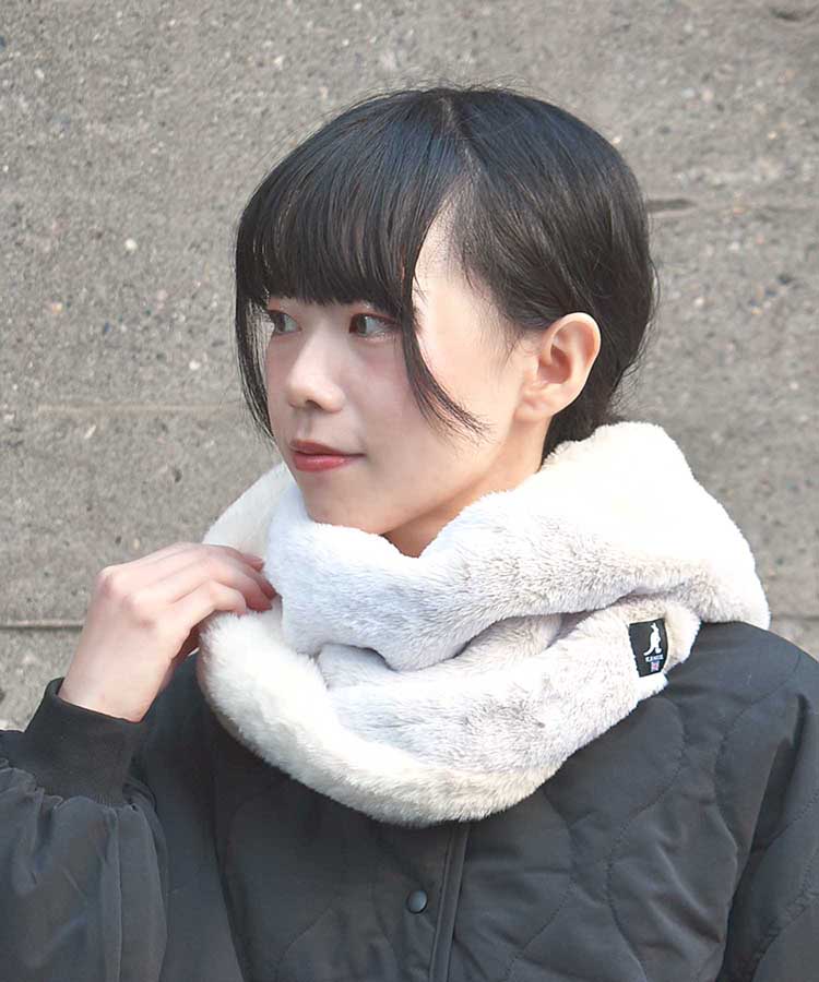 KANGOLスノートップファー配色スヌード | Bleu Bleuet（ブルーブルーエ