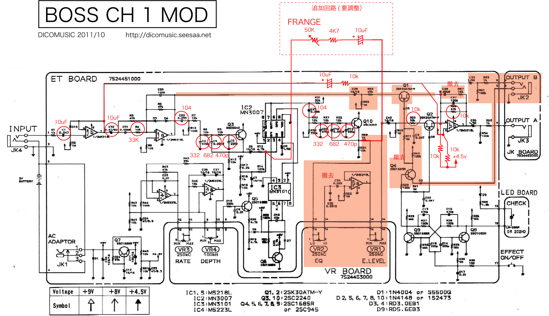 BOSS CH-1 mod アナログ LEDがRATEに合わせて点滅します！ BOSS CH-