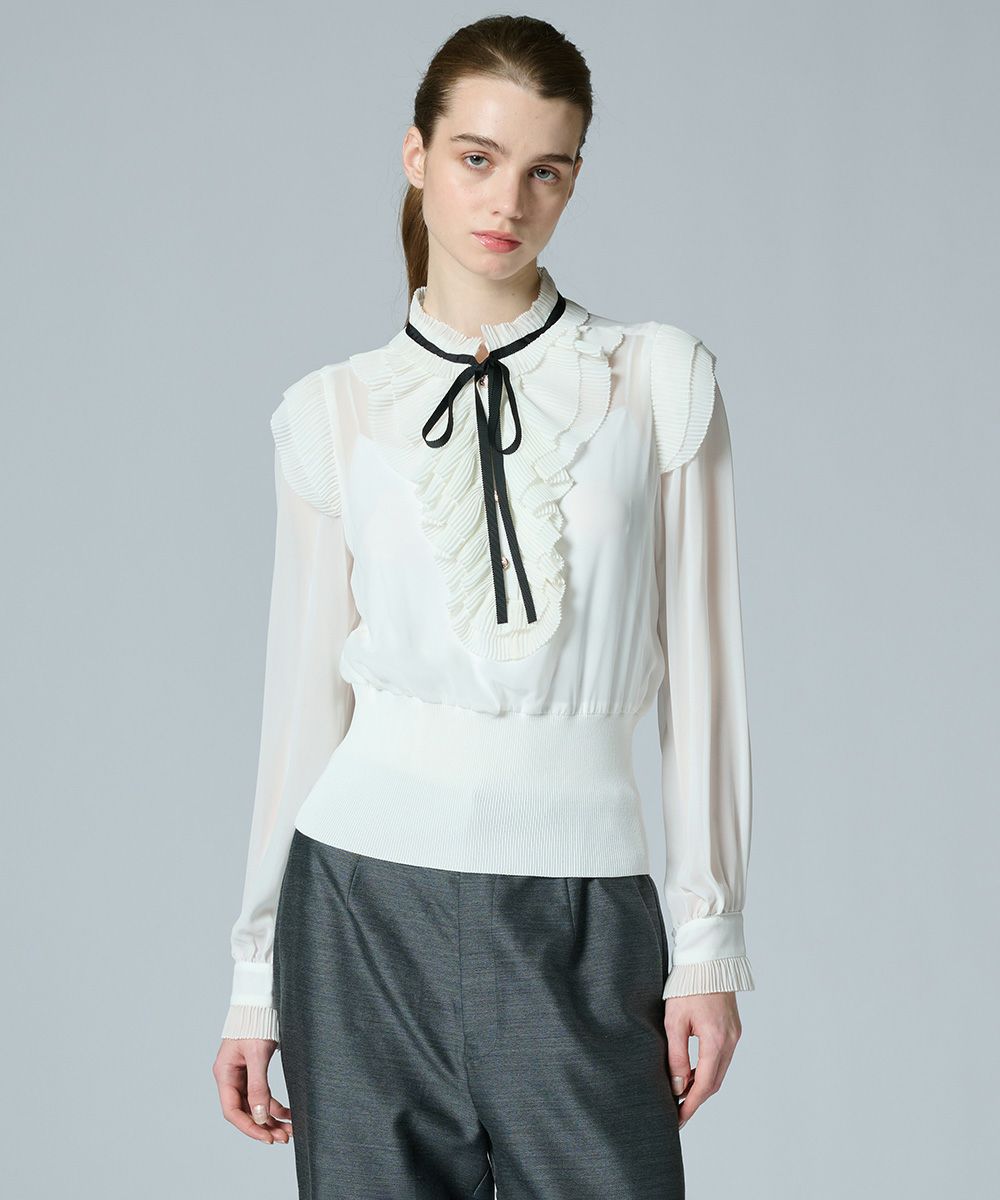 Sov. / ギャザーフリルデザインブラウス TOPS Night STORE | ダブル