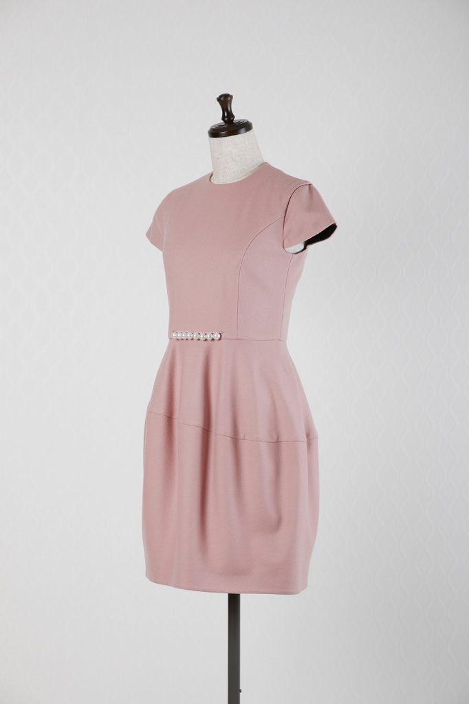 YOKO CHAN ヨーコチャン ウエストパール半袖（ピンク）ドレス | 結婚式