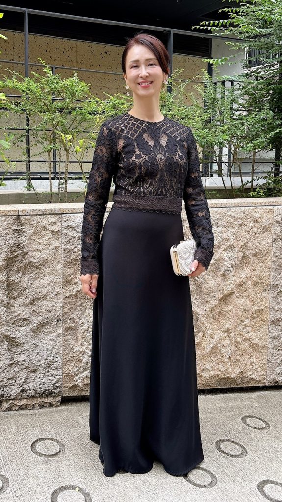 TADASHI SHOJI タダシショウジ ボニートブラック長袖ロングドレス