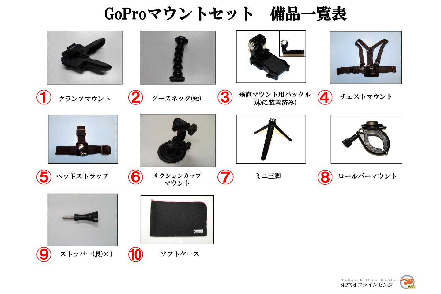 GoProマウントセット｜撮影機材レンタルからEDIT・MA作業まで24時間