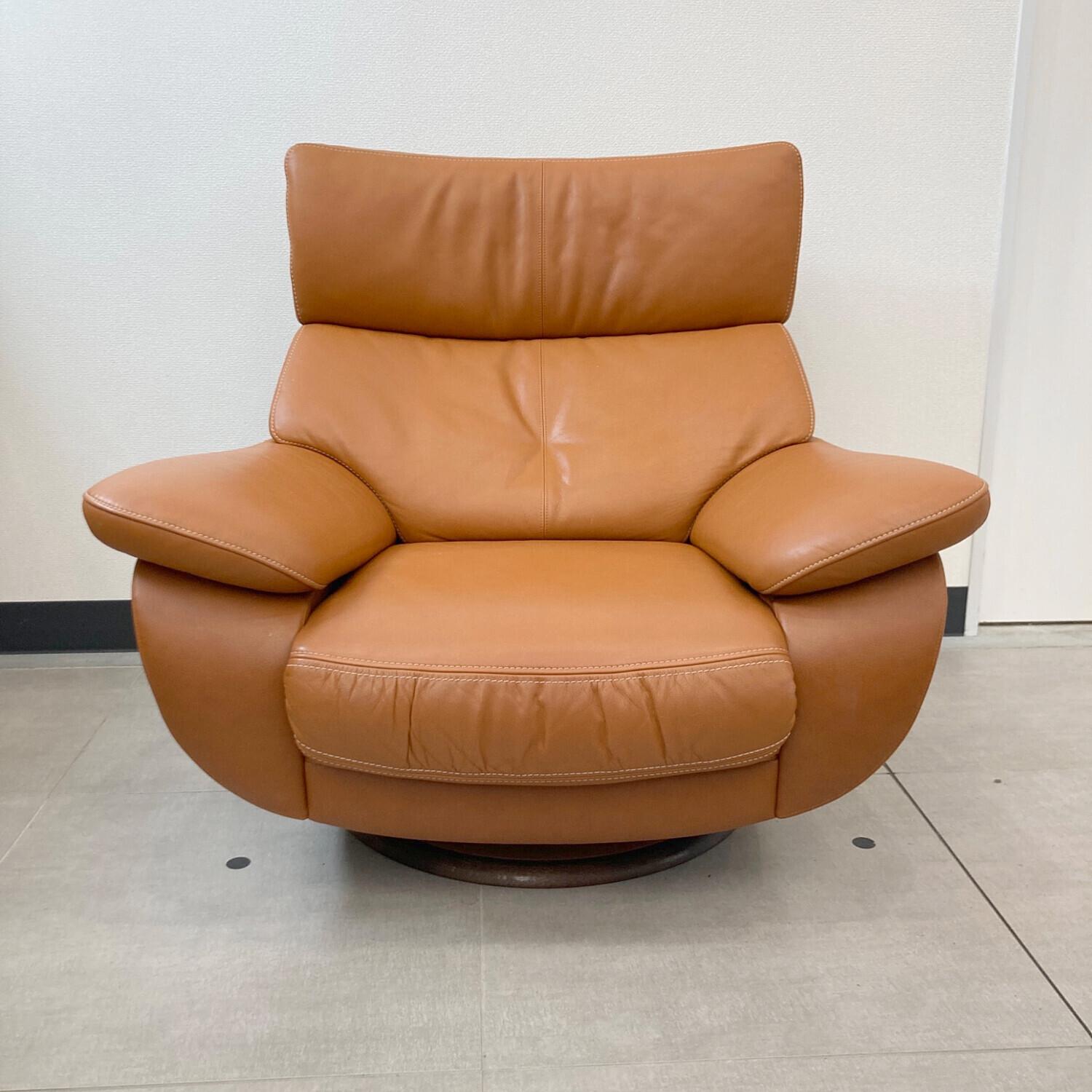 karimoku (カリモク) 1人掛けソファー ブラウン 253 オットマン付