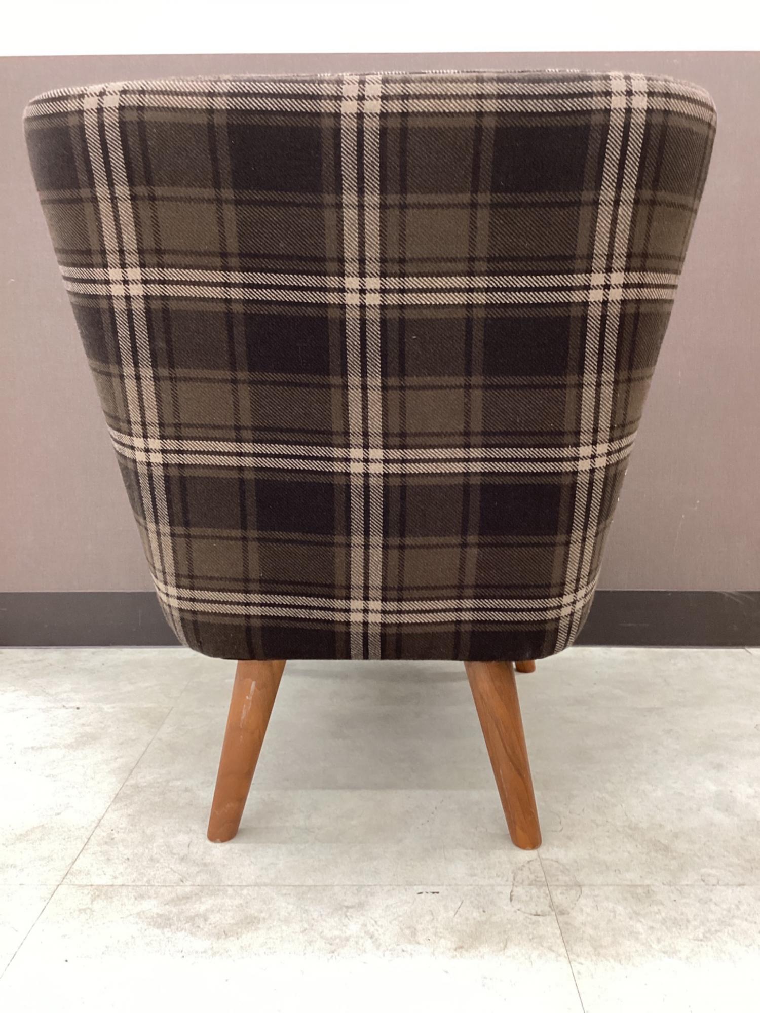 UNICO (ウニコ) 1人掛けソファー ブラウン×マルチカラー チェック柄