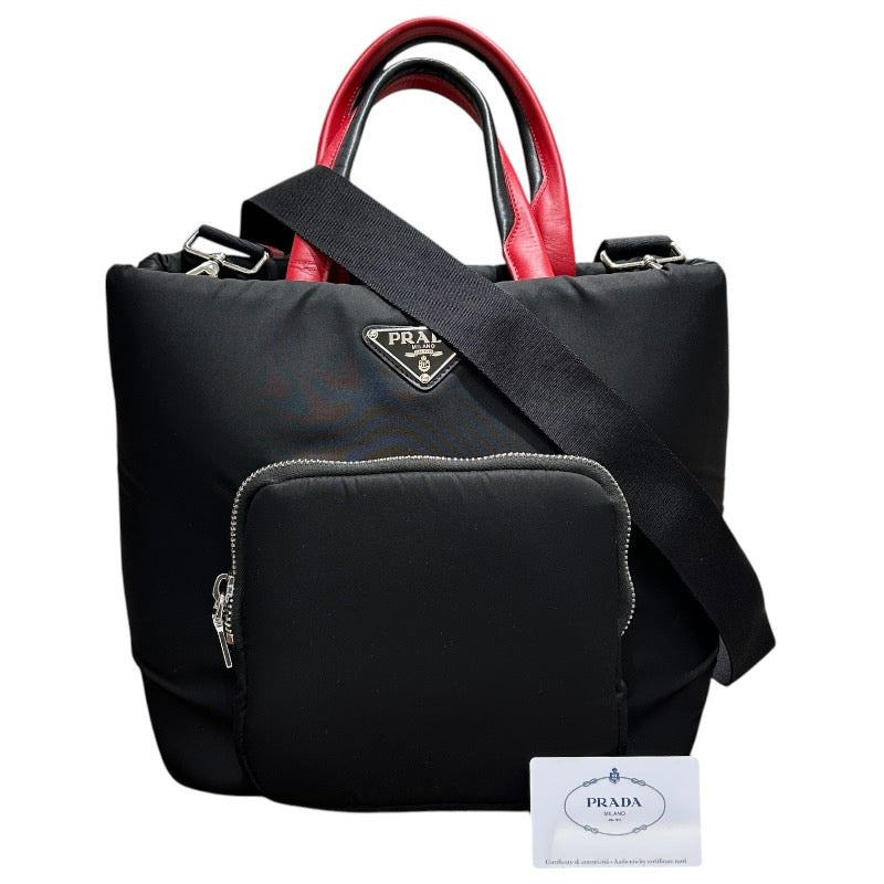 プラダ PRADA 2WAYバッグ 1BG273 ブラック×レッド ナイロン/レザー