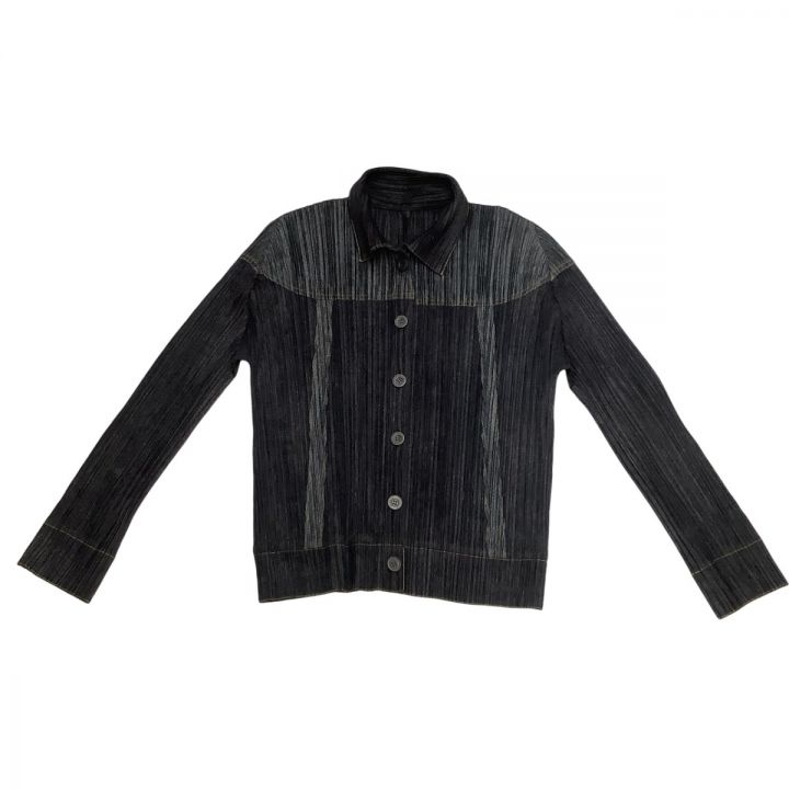 ISSEY MIYAKE イッセイミヤケ PLEATS PLEASE デニム転写 ジャケット