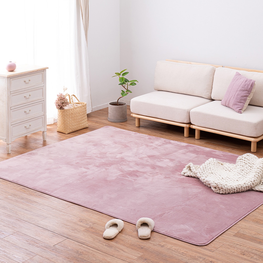 メレンゲタッチの洗えるコンパクトラグ ピンク185x240 【直送品】 返品