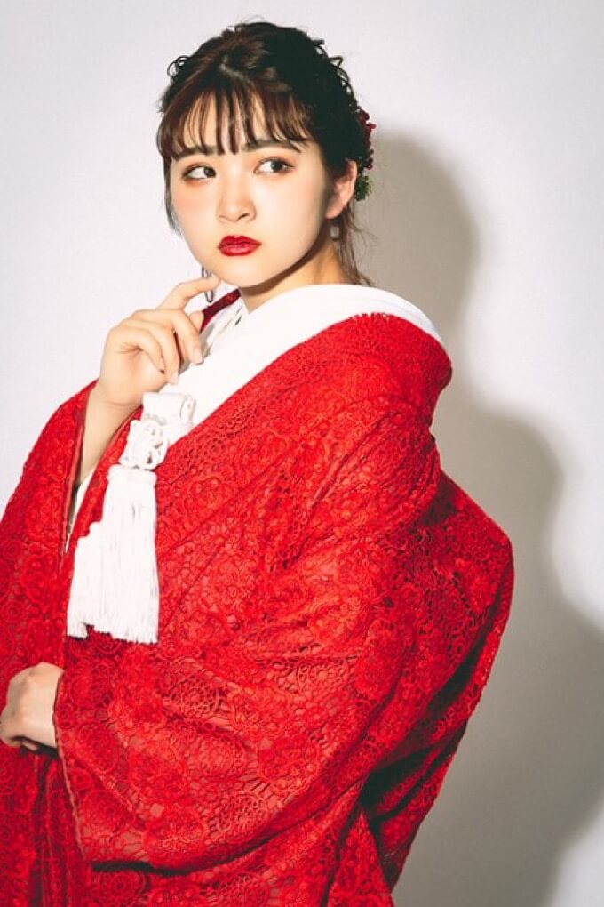 花嫁和装 レンタル】和洋折衷花嫁衣裳 レース色打掛・赤エンブロイダイリー