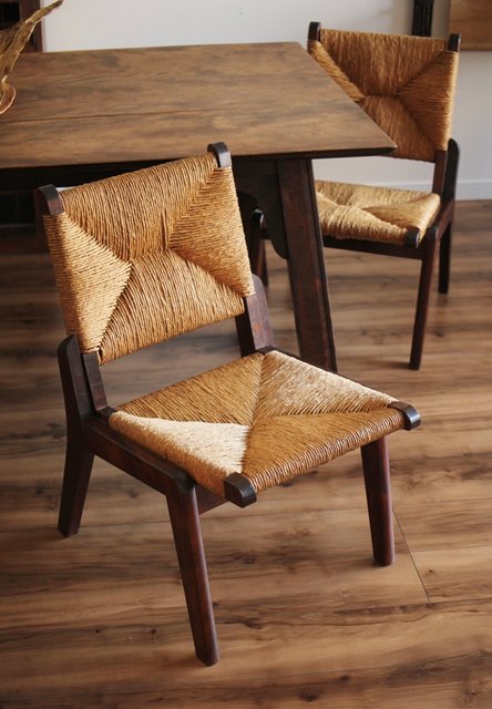 松本民芸家具 ラッシチェアー椅子 2脚1組 T435｜骨董店 のびる 古美術