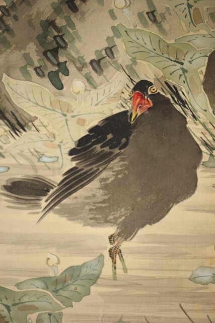 倣 池上秀畝 花鳥図 絹本軸装 Z427｜骨董店 のびる 古美術 骨董 和風