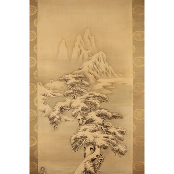 河内雅渓【鶴亀日出】三幅対掛軸 Z396｜骨董店 のびる 古美術 骨董