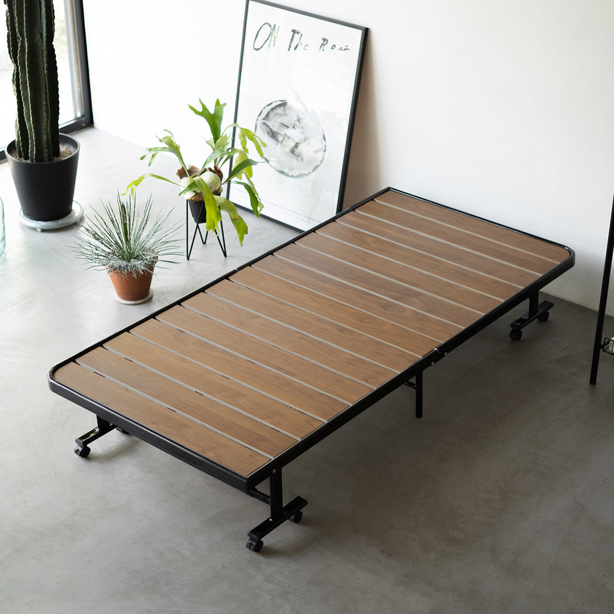 組立不要 折りたたみすのこベッド 「メホール」 シングルサイズ ロー