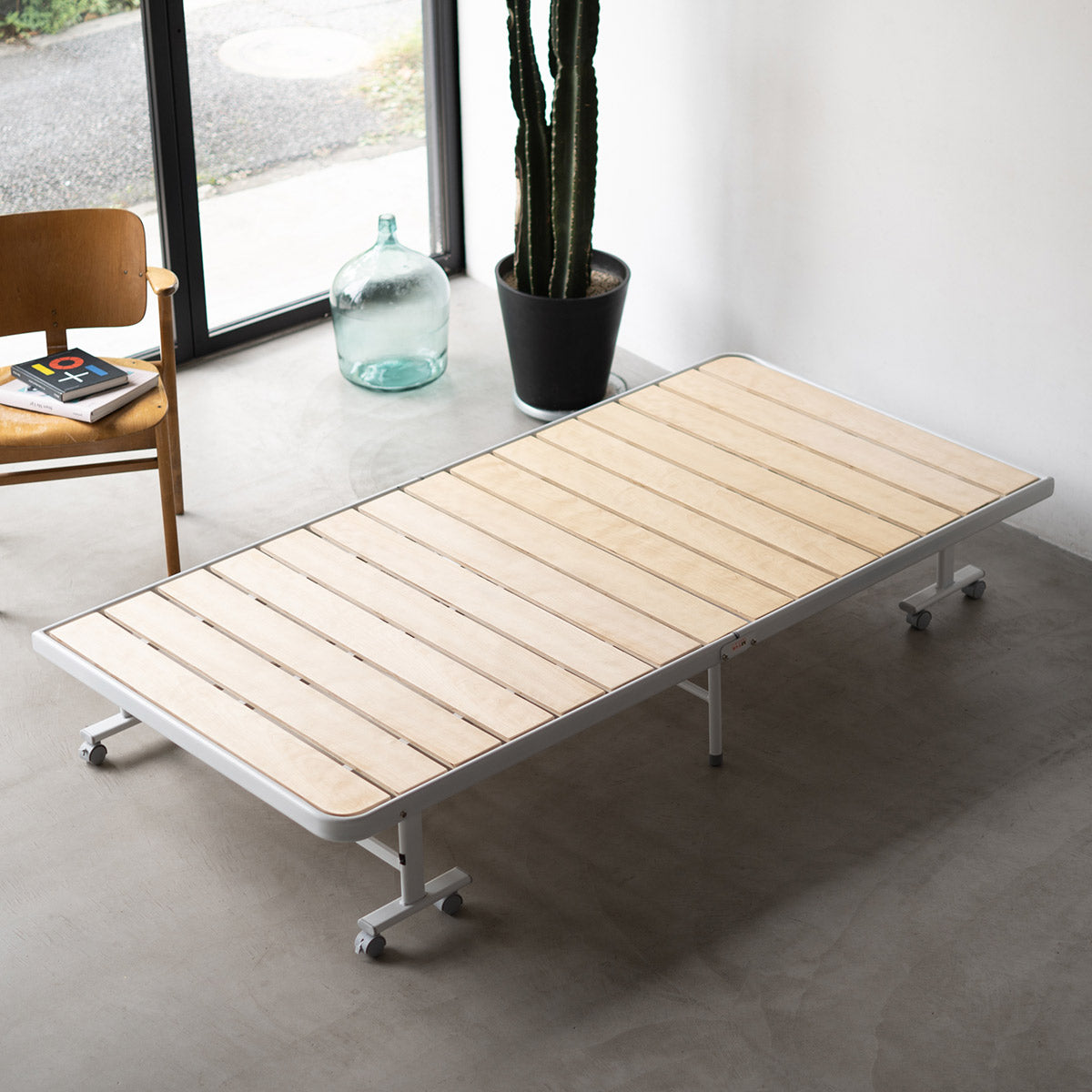 組立不要 折りたたみすのこベッド 「メホール」 シングルサイズ ロー