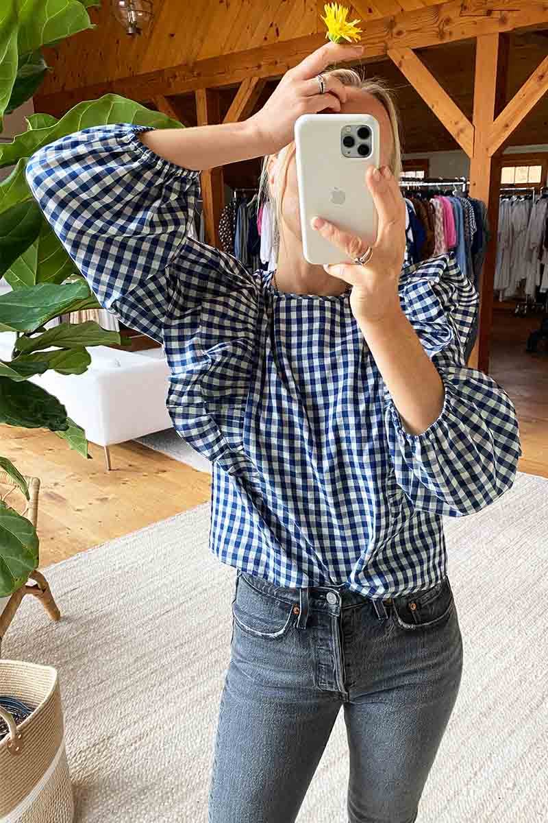 Filipa Blouse - Indigo Gingham - Emerson Fry