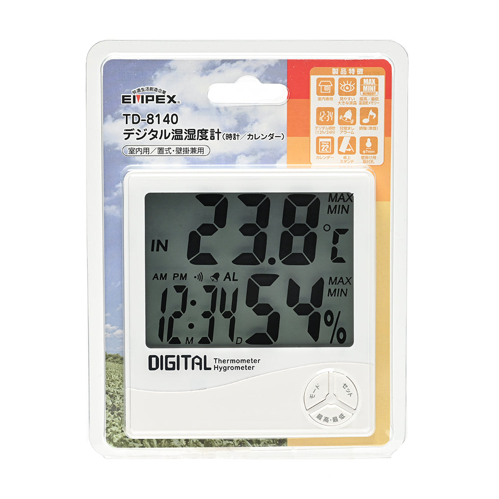 デジタル温湿度計（時計／カレンダー付） TD-8140 – EMPEX