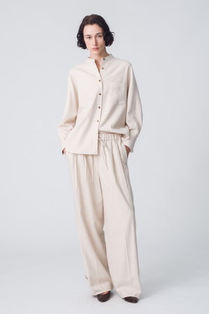 ebure(エブール)｜スパングルウールストライプ ドルマンスリーブシャツ