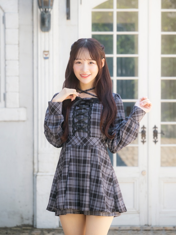 フロントリボンチェックロンパース｜evelyn（エブリン）公式通販サイト