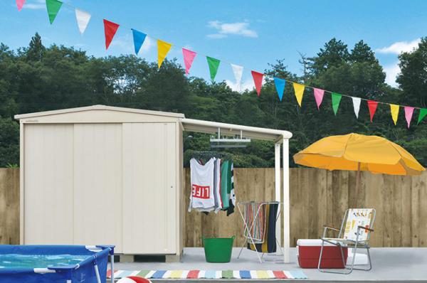 マツモト物置 MN-TERRA 2222 自転車置き場 洗濯干し 施工費込み