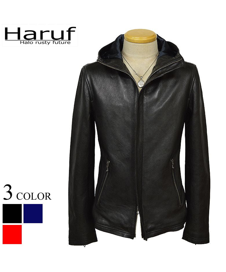 Haruf Leather Jacket Genuine Leather Single Riders Hooded Mountain Par