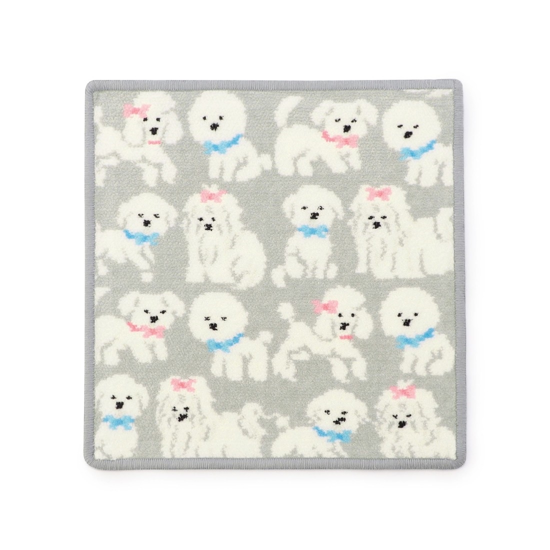 モフモフワンチャン ハンカチ(シルバーグレー×ライトグレー): LOVERARY