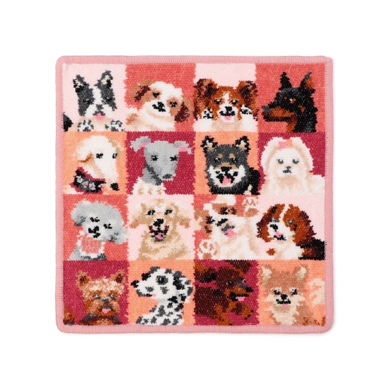 ルック！マイドッグ ハンカチ(オレンジ×ピンク): FEILER｜フェイラー