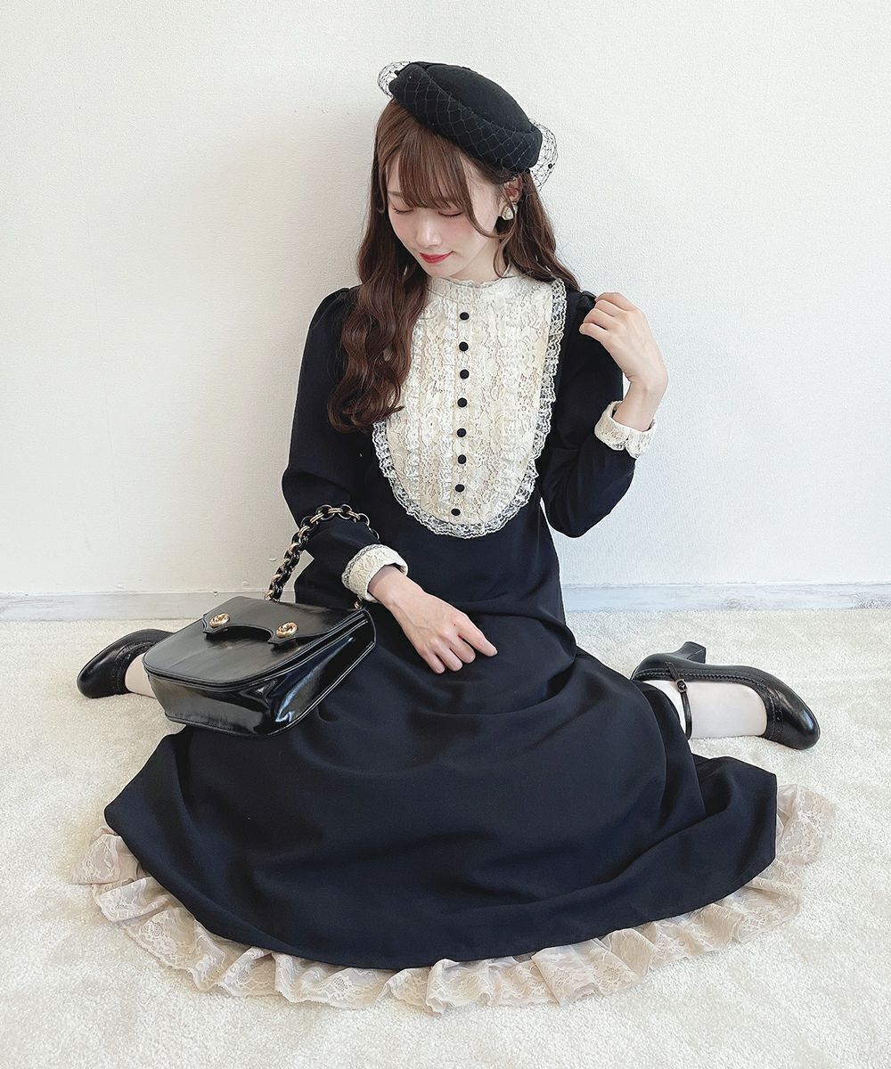 クレリックレースヨーク切替ロングワンピース/an another angelus