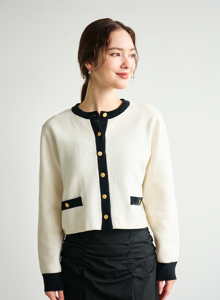 バイカラーショートカーディガン｜LOUNIE（ルーニィ）公式サイト／公式