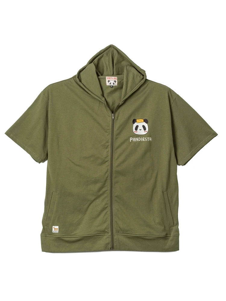 ブラック 【PANDIESTA JAPAN】なりきり整うパンダ半袖フルZIPパーカー