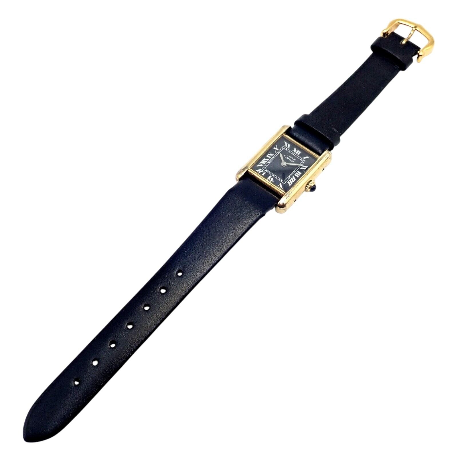 Authentic! Cartier Must De Silver 925 Argent Vermeil Manual Wind