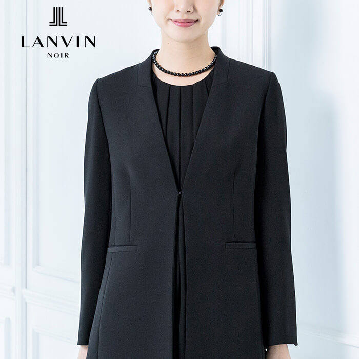 サテンアクセントを加えたロングジャケット 9号・ブラック｜東京